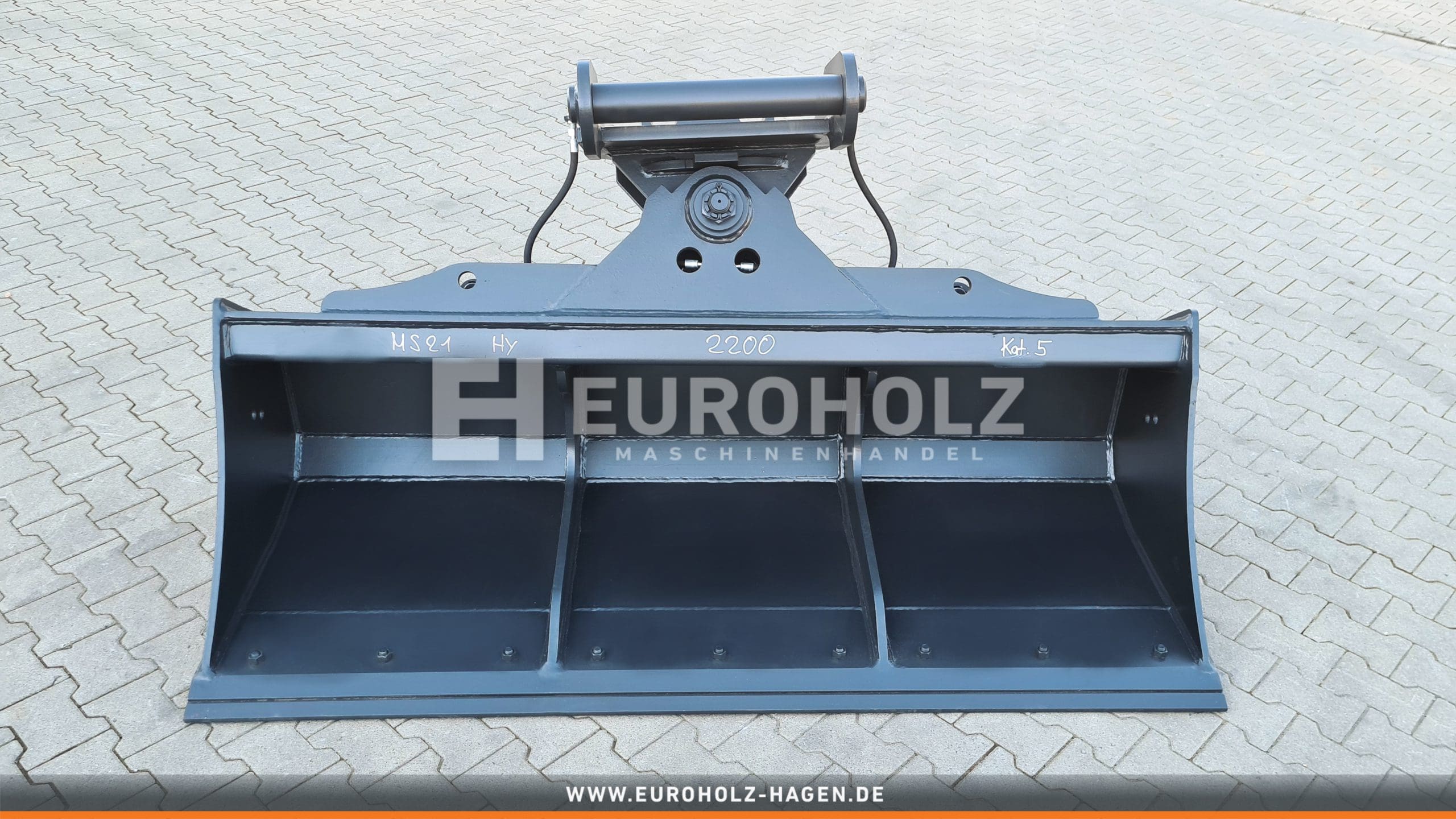 Hydraulischer Grabenräumlöffel passend für Lehnhoff MS21 / 2200 mm / Kat. 5G / mit wendbarem Unterschraubmesser